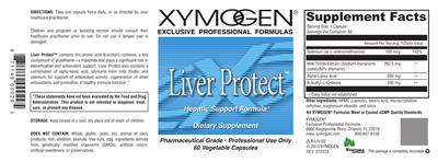 Photo of the XYMOGEN Liver Protect label