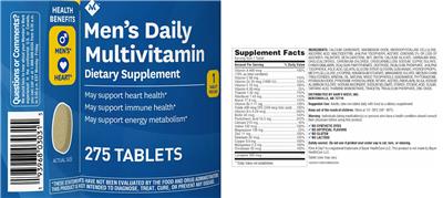 Photo of the Member's Mark Men's Daily Multivitamin label