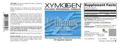 Photo of the XYMOGEN L-Theanine label