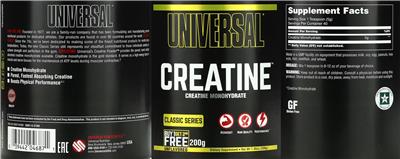 Photo of the Universal Creatine Unflavored label