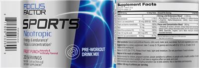 Photo of the Focus Factor Focus Factor Sports Nootropic Fruit Punch label