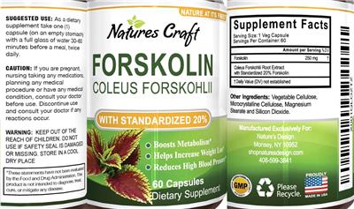 Photo of the Natures Craft Forskolin label