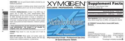 Photo of the XYMOGEN Methylcobalamin label