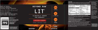 Photo of the GNC Beyond Raw LIT Spiced Cider label