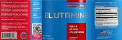 Photo of the Prolab Glutamine label