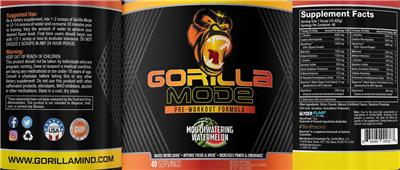 Photo of the Gorilla Mind Gorilla Mode Pre-Workout Formula Mouthwatering Watermelon label