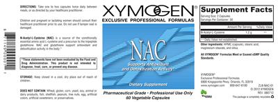 Photo of the XYMOGEN NAC label