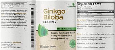 Photo of the Futurebiotics Ginkgo biloba 500 mg label