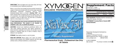Photo of the XYMOGEN Nia Vasc 750 label