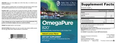 Photo of the Arctic Oils OmegaPure 820 Natural Lemon Flavor label