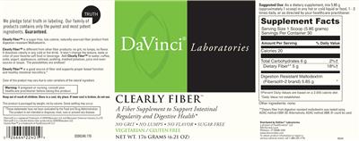 Photo of the DaVinci Laboratories Clearly Fiber label