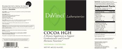 Photo of the DaVinci Laboratories Cocoa HGH label