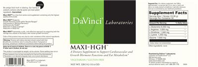 Photo of the DaVinci Laboratories Maxi-HGH label