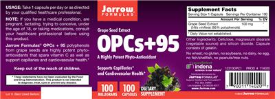 Photo of the Jarrow Formulas OPCs + 95 100 mg label