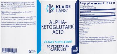 Photo of the Klaire Labs Alpha Ketoglutaric Acid label