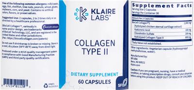 Photo of the Klaire Labs Collagen Type II label