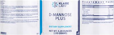Photo of the Klaire Labs D-Mannose Plus label