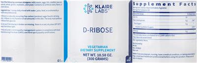 Photo of the Klaire Labs D-Ribose label