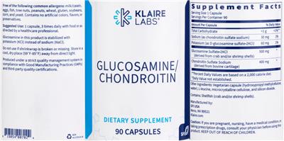 Photo of the Klaire Labs Glucosamine/Chondroitin label