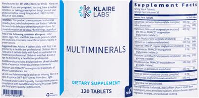 Photo of the Klaire Labs MultiMinerals label