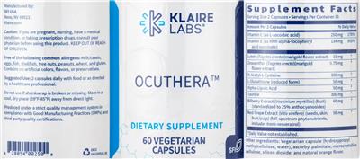 Photo of the Klaire Labs Ocuthera label