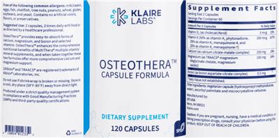 Photo of the Klaire Labs OsteoThera Capsule Formula label