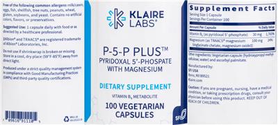 Photo of the Klaire Labs P-5-P Plus Pyridoxal 5'-Phosphate with Magnesium label