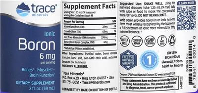 Photo of the Trace Minerals Ionic Boron 6 mg label