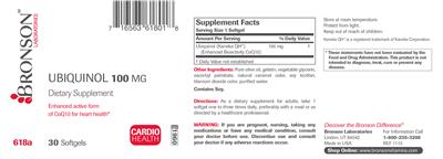 Photo of the Bronson Laboratories Ubiquinoil 100 label