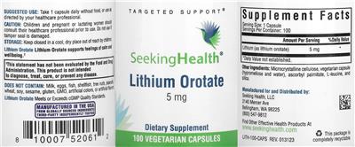 Photo of the Seeking Health Lithium Orotate 5 mg label