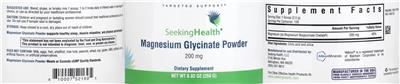 Photo of the Seeking Health Magnesium Glycinate Powder 200 mg label