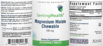 Photo of the Seeking Health Magnesium Malate Chewable 100 mg label