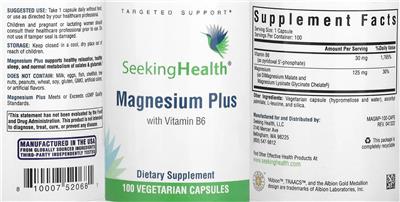 Photo of the Seeking Health Magnesium Plus label