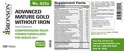 Photo of the Bronson Laboratories Advanced Mature Gold Without Iron label