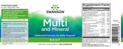 Photo of the Swanson Multi and Mineral label