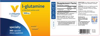 Photo of the The Vitamin Shoppe L-Glutamine 500 mg label