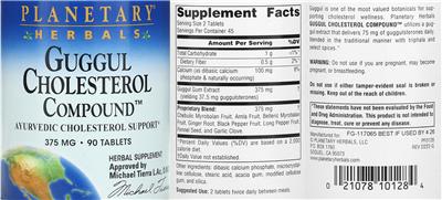Photo of the Planetary Herbals Guggul Cholesterol Compound 375 mg label