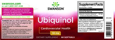 Photo of the Swanson Ubiquinol 50 mg label