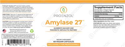 Photo of the ProEnzol Amylase 27 label