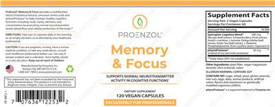 Photo of the ProEnzol Memory & Focus label