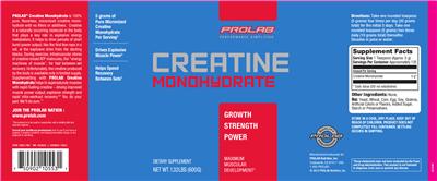 Photo of the Prolab Creatine Monohydrate label