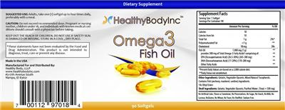 Photo of the HealthyBodyInc Omega 3 Fish Oil label