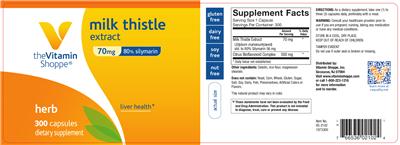 Photo of the The Vitamin Shoppe Milk Thistle Extract 70 mg label
