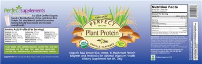 Photo of the Perfect Supplements Perfect Plant Protein Vanilla Flavored label