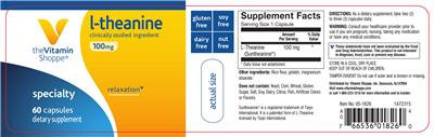 Photo of the The Vitamin Shoppe L-Theanine 100 mg label