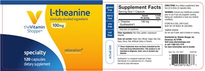 Photo of the The Vitamin Shoppe L-Theanine 100 mg label