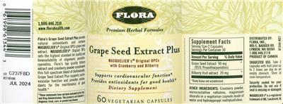 Photo of the Flora Grape Seed Extract Plus label