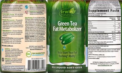 Photo of the Irwin Naturals Green Tea Fat Metabolizer label