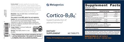 Photo of the Metagenics Cortico-B5B6 label