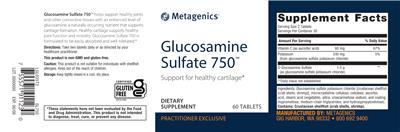 Photo of the Metagenics Glucosamine Sulfate 750 label